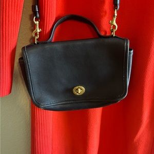 Small black vintage coach crossbody purse